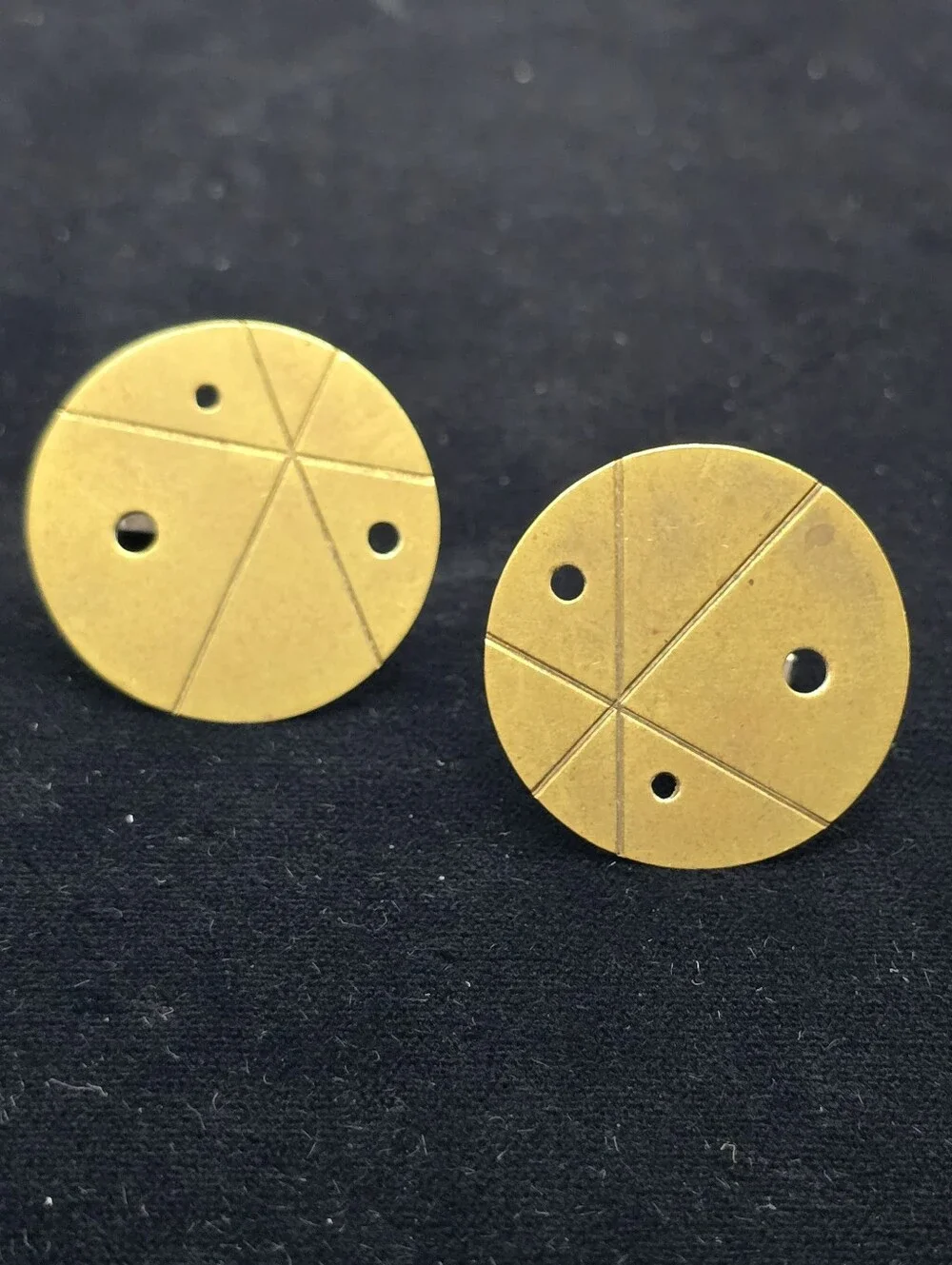 Handcrafted Studio Cufflinks Brass Sterling Mid-century Minimalist Atomic
